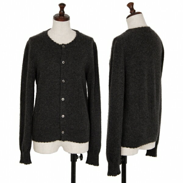 【中古】 ローブドシャンブル コムデギャルソンrobe de chambre COMME des GARCONS カシミヤラウンドカラーカーディガン チャコールM位【レディース】