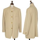 【中古】 イッセイミヤケISSEY MIYAKEウールスタンドカラージャケット ベージュM【レディース】(4)