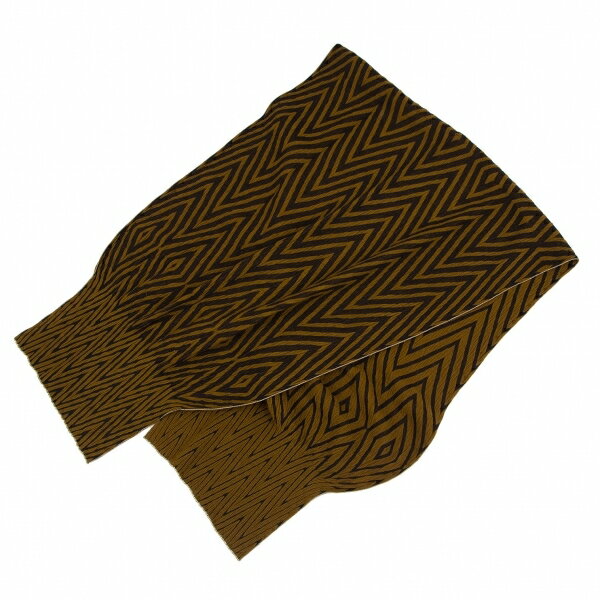 【中古】 イッセイミヤケISSEY MIYAKE ウール混ダイヤチェック織りストール マスタード黒【レディース】