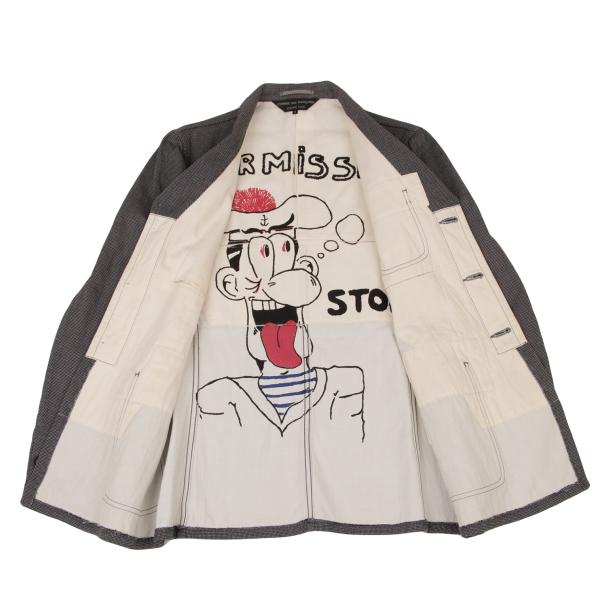 【中古】 コムデギャルソン オムプリュスCOMME des GARCONS HOMME PLUS インサイドプリントコットンポリセットアップスーツ 黒白M【メンズ】