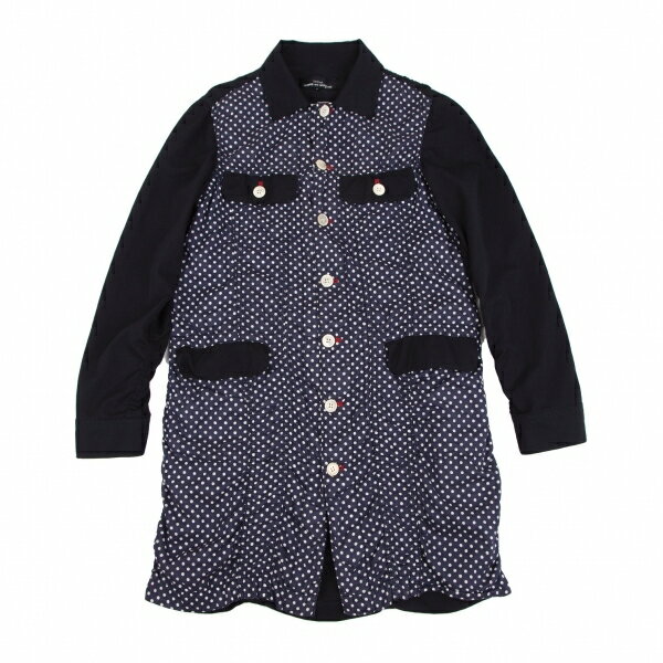 【中古】 トリココムデギャルソンtricot COMME des GARCONS 製品洗いフロントドット切替ジャケット 紺白S【レディース】