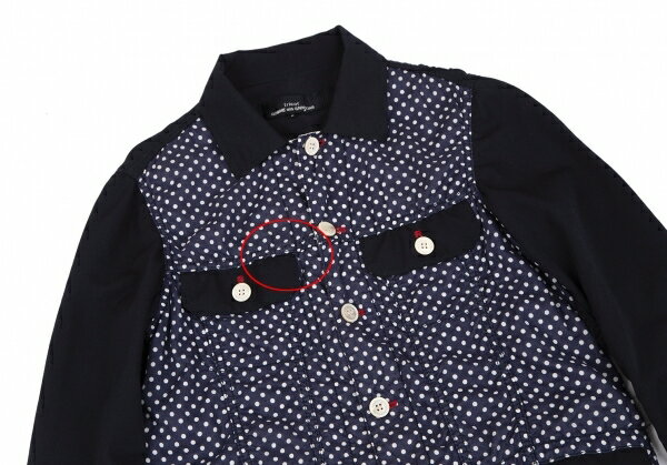 【中古】 トリココムデギャルソンtricot COMME des GARCONS 製品洗いフロントドット切替ジャケット 紺白S【レディース】