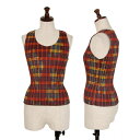 【中古】 プリーツプリーズPLEATS PLEASE リーフチェックプリントタンクトップ マルチ3【レディース】