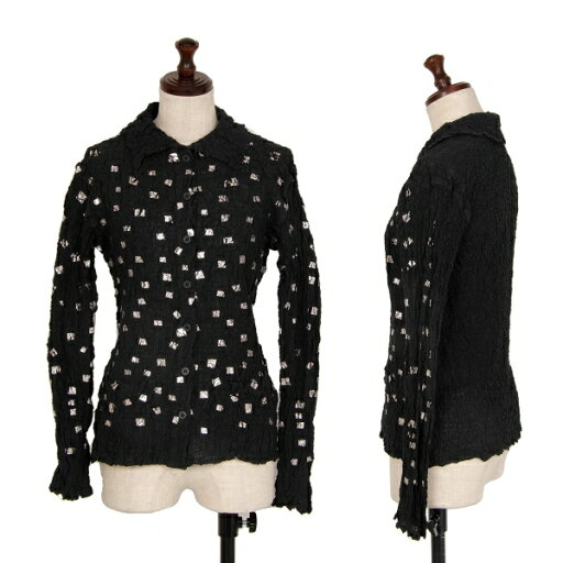 【中古】 イッセイミヤケ ミーISSEY MIYAKE me フォイルプリントカリフラワーシャツ 黒シルバーF【レディース】 【中古】 イッセイミヤケ ミーISSEY MIYAKE me フォイルプリントカリフラワーシャツ 黒シルバーF【レディース】