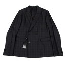 エンポリオアルマーニEMPORIO ARMANI サマーウールシルクチェックダブルジャケット 紺52【中古】 【メンズ】