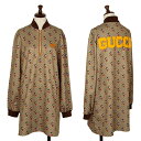 グッチ×ディズニーGUCCI×Disney ミッキーGGパターンジャージーワンピース モカXS【中古】 【レディース】