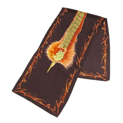 【中古】 ジャンポールゴルチエJean Paul GAULTIER フェザープリントストール 茶【レディース】 【中古】 ジャンポールゴルチエJean Paul GAULTIER フェザープリントストール 茶【レディース】