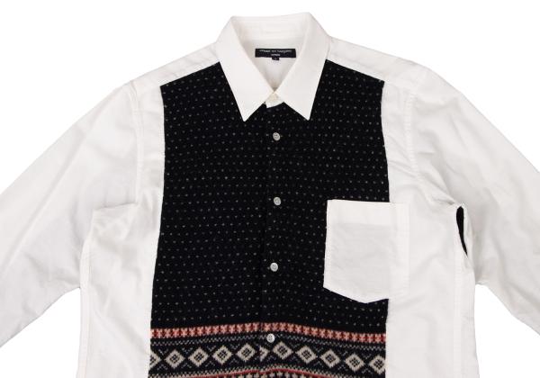 【中古】 コムデギャルソン オムCOMME des GARCONS HOMME フェアアイルニット切替デザインシャツ 白紺L【メンズ】
