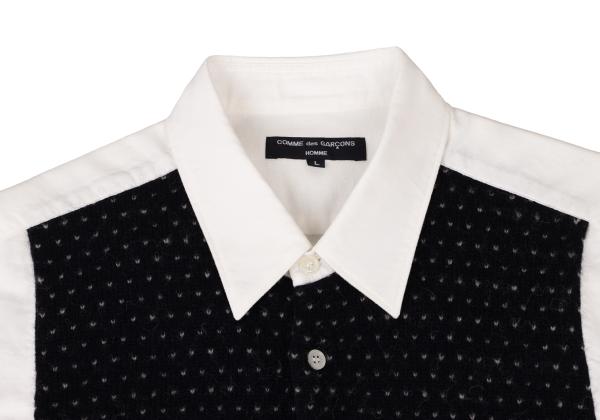 【中古】 コムデギャルソン オムCOMME des GARCONS HOMME フェアアイルニット切替デザインシャツ 白紺L【メンズ】