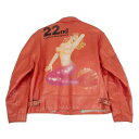 【中古】 ヨウジヤマモト プールオムYohji Yamamoto POUR HOMME 6.1 THE MEN マーメイドプリントレザージャケット オレンジM【...