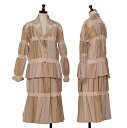 【中古】 イッセイミヤケ エーポックISSEY MIYAKE A-POC INSIDE パターンジャガードシワプリーツセットアップスーツ モカ3【レディース】