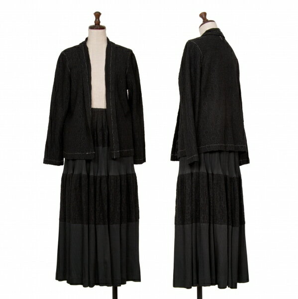 ローブドシャンブル コムデギャルソンrobe de chambre COMME des GARCONS フローラルレースセットアップ 黒M位【中古】 【レディース】