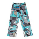 【中古】 プリーツプリーズPLEATS PLEASE サイエンスジオメトリックプリントプリーツパンツ 水色グレー他3【レディース】