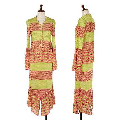 【中古】 ミッソーニMISSONI グラデーションボーダーニットセットアップ 黄緑ピンクM位【レディース】 【中古】 ミッソーニMISSONI グラデーションボーダーニットセットアップ 黄緑ピンクM位【レディース】