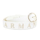 アルマーニ エクスチェンジARMANI EXCHANGE スタッズロゴレザーベルト 白【中古】 【レディース】