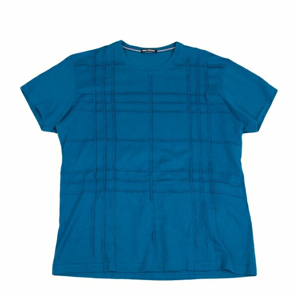 【中古】 イッセイミヤケ メンISSEY MIYAKE MEN フロント格子ピンタックTシャツ 青4【メンズ】