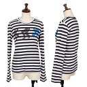 【中古】 コムコム コムデギャルソンCOMME des GARCONS プリントボーダーカットソー 紺白XS【レディース】(4)