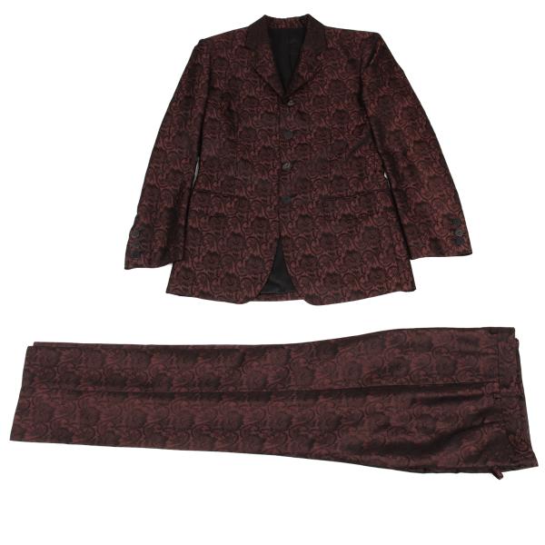 【中古】 ジャンポールゴルチエ オムJean Paul GAULTIER HOMME ダマスクジャガードセットアップスーツ ワイン48・46【メンズ】