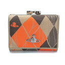 【中古】ヴィヴィアンウエストウッドVivienne Westwood アーガイルがま口財布 オレンジベージュ【レディース】