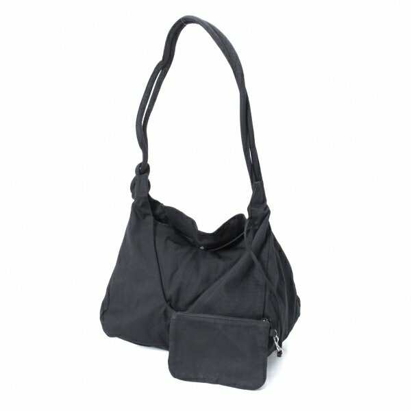【中古】 ヨウジヤマモト ファムYohji Yamamoto FEMME コットンポーチ付きショルダーバッグ 黒【レディース】