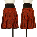 【中古】 ミッソーニMISSONI ウエスト切替プリーツニットスカート M位 オレンジ黒40【レディース】(4)