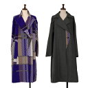 【中古】 イッセイミヤケISSEY MIYAKE ボンディングリバーシブルプリント切りっぱなしコート 青グレー2【レディース】
