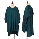 【中古】 イッセイミヤケISSEY MIYAKE プリーツストールレイヤード七分袖ロングシャツ 深緑2【レディース】