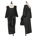 【中古】ヨウジヤマモト ファムYohji Yamamoto FEMME リボンデザインドットキャミソールレイヤードワンピース 黒クリームS【レディース】