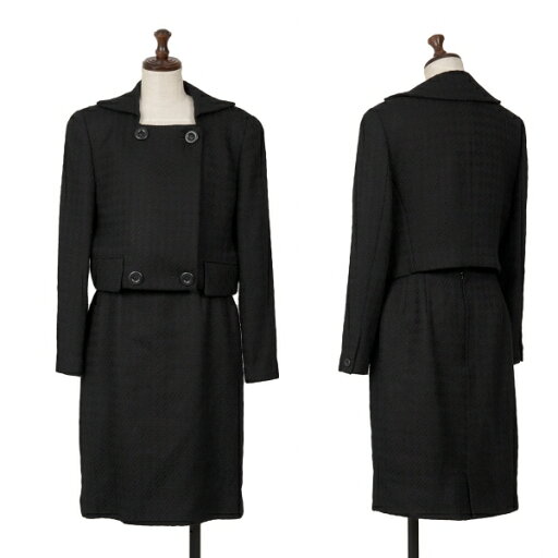 【中古】 ヒロココシノHIROKO KOSHINO ウールチェック織りセットアップスーツ 黒11【レディース】 【中古】 ヒロココシノHIROKO KOSHINO ウールチェック織りセットアップスーツ 黒11【レディース】