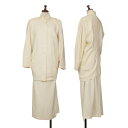 【中古】 イッセイミヤケISSEY MIYAKE ウールスタンドカラーセットアップ アイボリーL【レディース】
