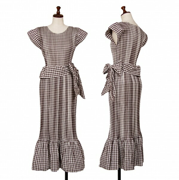 【中古】 プリーツプリーズPLEATS PLEASE ギンガムチェック切替プリーツセットアップ 白黒他4・2【レディース】
