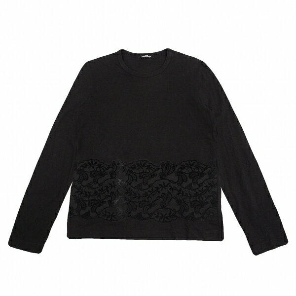 【中古】 トリココムデギャルソンtricot COMME des GARCONS コットン裾フロッキープリントカットソー 黒M位【レディース】