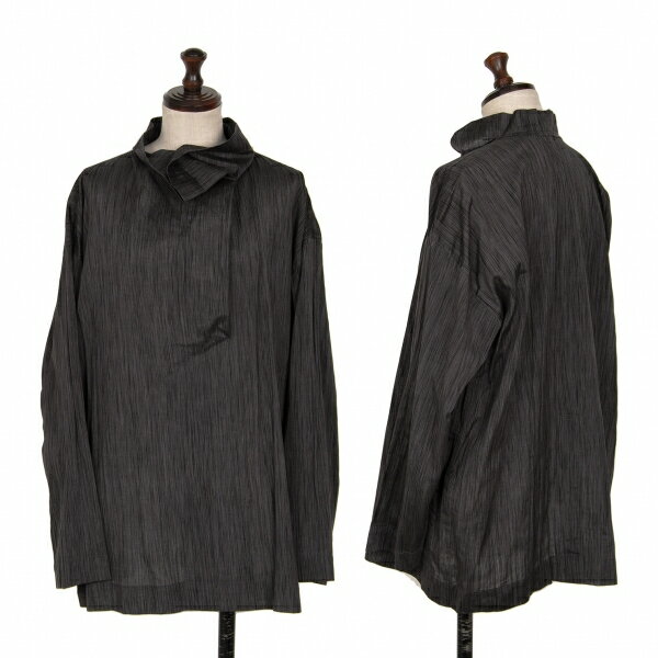 【中古】 イッセイミヤケペルマネンテISSEY MIYAKEPERMANENTE かすりストライプセットアップ ダークパープルM【レディース】