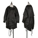 【中古】ヨウジヤマモト ファムYohji Yamamoto FEMME ナイロンレイヤードカラーダブルジップモッズコート 黒2【レディース】