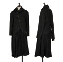 【中古】ヨウジヤマモト ノアールYohji Yamamoto NOIR ウールシルクセットアップスーツ 黒1【レディース】