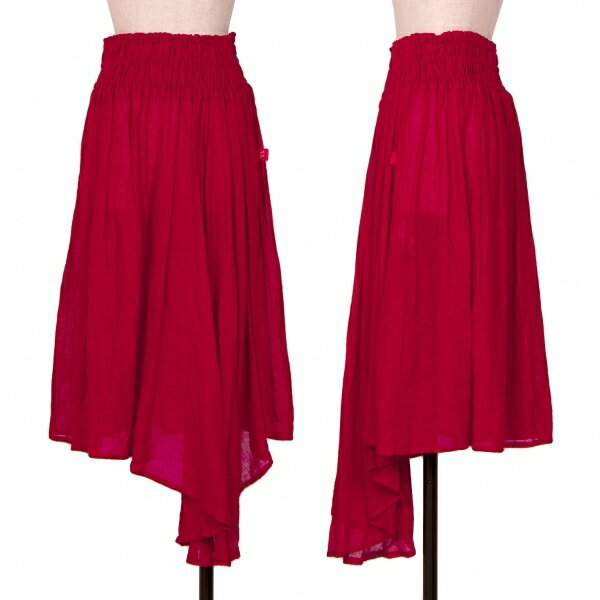 【中古】ワイズY's リネンギャザードレープスカート 赤2【レディース】