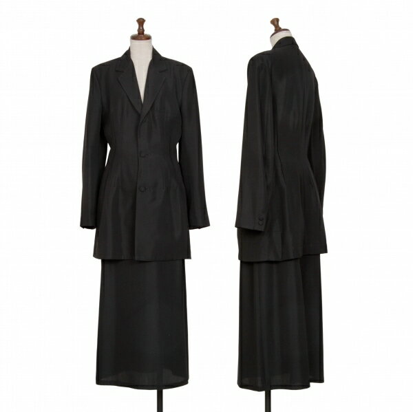 【中古】ヨウジヤマモトファムYohji Yamamoto FEMME ウールポリセットアップスーツ 黒M XS【レディース】