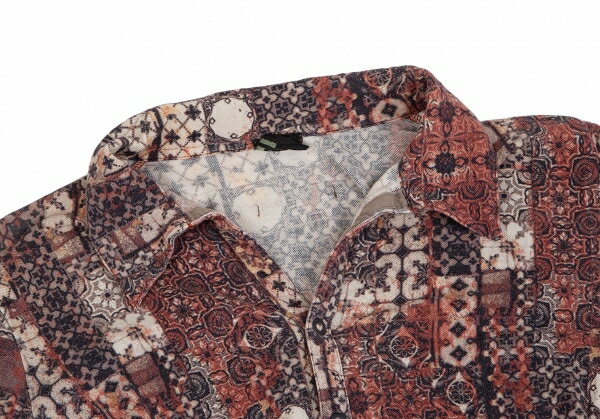【中古】 ジャンポールゴルチエオムJean Paul GAULTIER HOMME コットン総柄スナップボタン鹿の子シャツ 茶他48【メンズ】