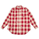【中古】 カールヘルムKarl Helmut コットンKパッチチェックシャツ 赤アイボリーM【メンズ】(4)
