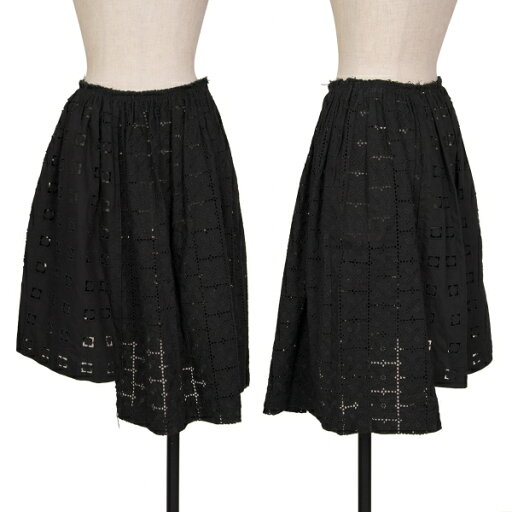 【中古】 コムデギャルソンCOMME des GARCONS コットンエンブロイダリー切替スカート 黒SS【レディース】 【中古】 コムデギャルソンCOMME des GARCONS コットンエンブロイダリー切替スカート 黒SS【レディース】