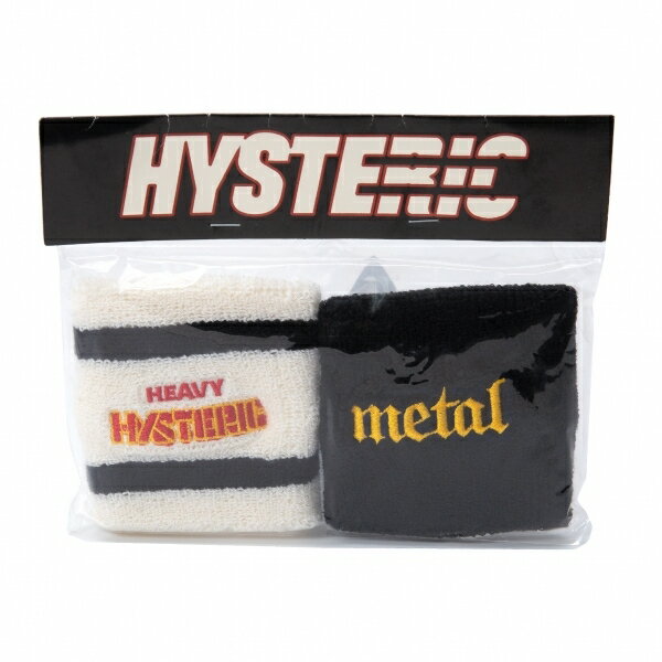 【中古】ヒステリックグラマーHYSTERIC GLAMOUR metal刺繍リストバンド 2個セット 黒オフ【レディース】