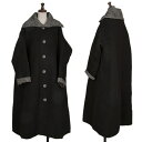 【中古】 イッセイミヤケISSEY MIYAKEウールリバー仕立てフラットカラーコート 黒M【レディース】
