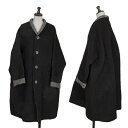 【中古】 イッセイミヤケISSEY MIYAKEウールリバー仕立てショールカラーコート 黒M【レディース】