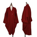 【中古】 イッセイミヤケISSEY MIYAKE シルク混ウールニットガウンコート エンジ9【レディース】