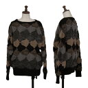 【中古】 イッセイミヤケISSEY MIYAKE ジャガードニットセーター 黒他M位【レディース】(4)