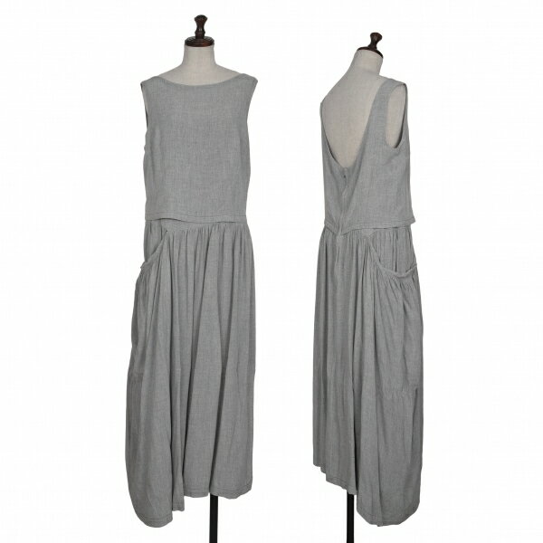 【中古】 ローブドシャンブル コムデギャルソンrobe de chambre COMME des GARCONS レーヨンシルクギャザーワンピース グレーM位【レディース】