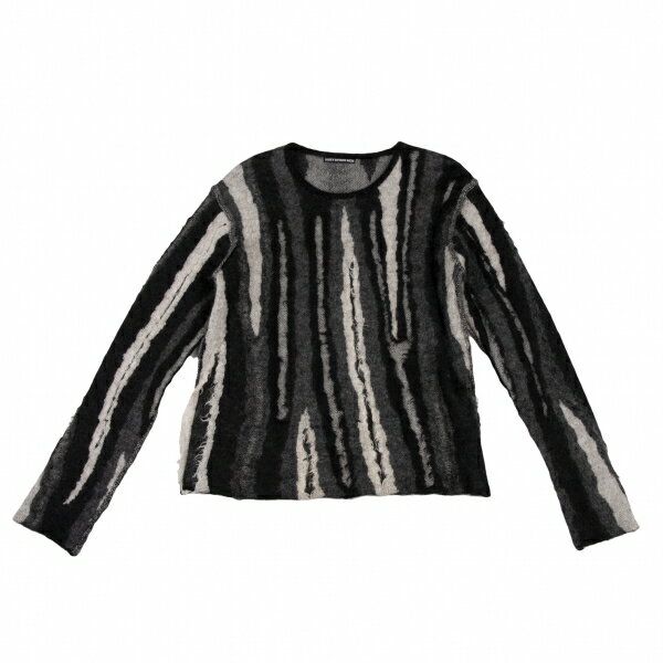 【中古】 イッセイミヤケメンISSEY MIYAKE MEN 総柄3Dジャガードニット 黒グレーオフM位【メンズ】