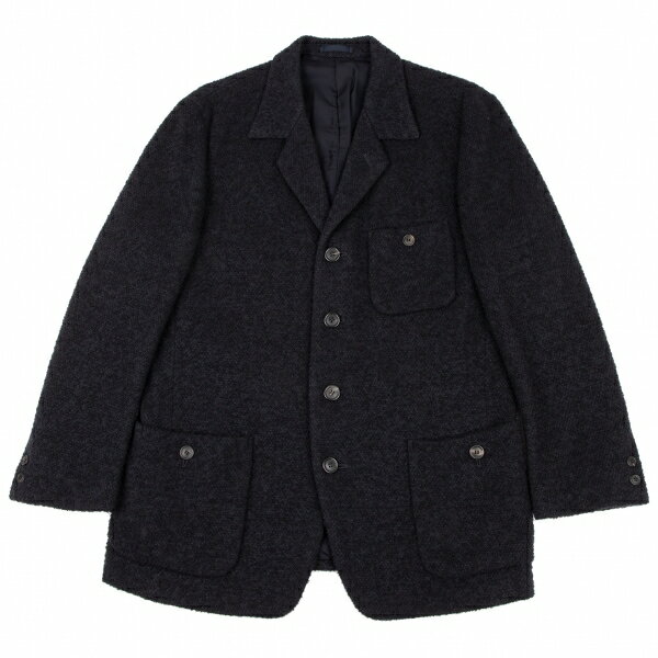 【中古】 イッセイミヤケメンISSEY MIYAKE MEN ウール混ニットセットアップスーツ 紺L【メンズ】