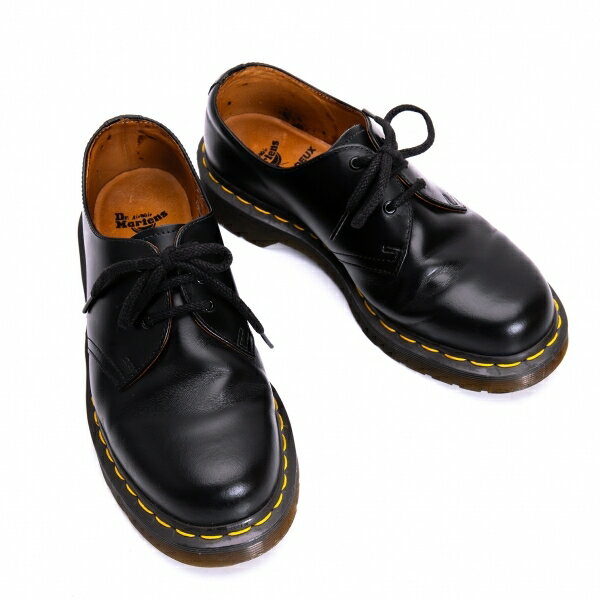 【中古】コムデギャルソン オムドゥ×ドクターマーチンCOMME des GARCONS HOMME DEUX×Dr.Martens 3ホールレザーシューズ 黒US7(25cm位)【メンズ】