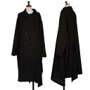 【中古】 ワイズY's ドットカッティングウールポリギャバフラップコート 黒M位【レディース】